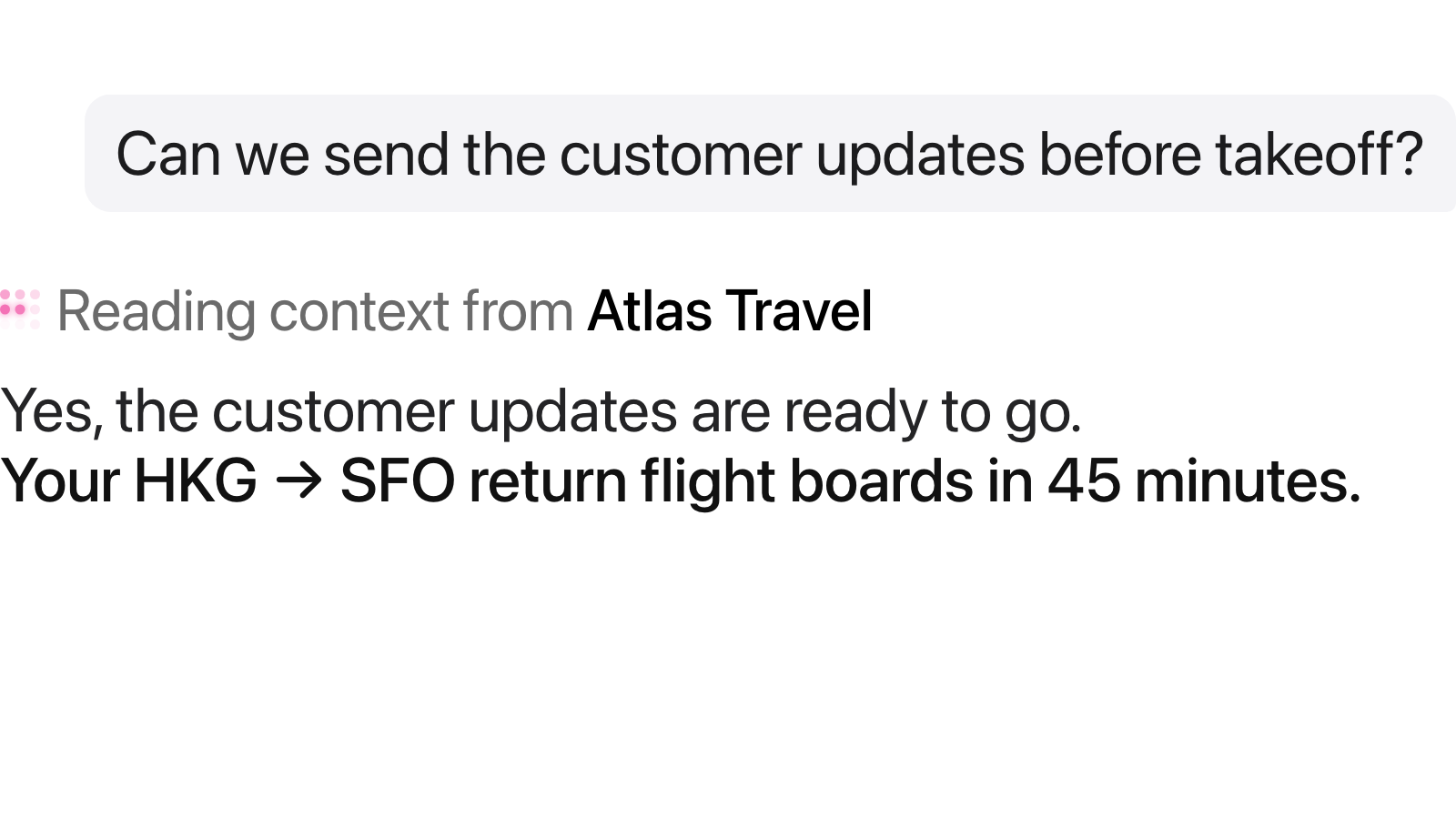 Agent reading approved context from Atlas Travel
